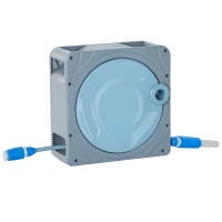 Outsunny Schlauchtrommel 10,2 m Schlauchaufroller Automatik schwenkbar Druckluft Garten Druckluftschlauch Kunststoff Grau(m-1)