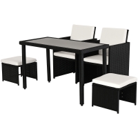 Outsunny Polyrattan Sitzgruppe Essgruppe Gartenset Garnitur 11 tlg. mit Kissen Schwarz