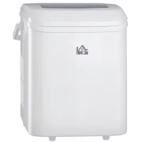 HOMCOM Machine à glaçon portative capacité réservoir eau 1,5 L autonettoyante pelle à glace et panier inclus jusqu'à 12kg/24h PP acier blanc(m-1)