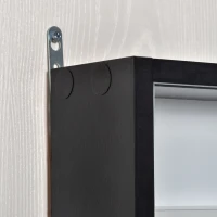 HOMCOM Vetrina Espositiva da Parete a 4 Ripiani Regolabili, Vetrinetta per Collezionismo, Bacheca Espositore a Muro per Oggetti da Collezione, in Vetro e Truciolato, 80x9.5x60 cm, Nero e Bianco(m-9)