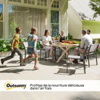 Outsunny Masă de grădină rotundă Ø 118 cm cadru din aluminiu pentru balcon, verandă, terasă, tec(m-4)