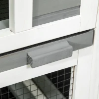 PawHut Clapier interior lemn cu roți 3 etaje rampe, 110L x 50l x 86H cm, gri și alb(m-3)