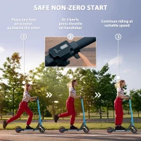 SPORTNOW Folding Electric Scooter for Kids, with Dual Brakes, Front Suspension, LED Colourful Lights, Blue(m-4)