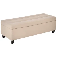 HOMCOM Banchetă cu depozitare, detalii cu nasturi, până la 120 kg, 125 x 49 x 41,5 cm, Bej(m-1)