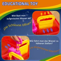 HOMCOM Kinder Wasserstraße Wasserbahnset Spielzeug Wasserspiel 53-teiliges Spielset Lernspielzeug für 3-6 Jahre Garten Outdoor Wassertisch Kinder Wasserspielspaß Kunststoff Blau+Rot 123 x 90 x 7 cm(m-6)