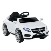 HOMCOM Voiture électrique Mercedes Benz GLA pour enfant de 3 ans avec télécommande, MP3 USB, lumières et sons, ouverture de portes, charge maxi 30 kg, dimensions 100 x 58 x 46 cm blanc(m-1)