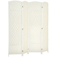 HOMCOM Paravent intérieur en bois 4 panneaux séparateur de pièce pliable pour salon chambre 180 x 180 cm blanc(m-11)