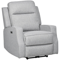 HOMCOM Sillón Relax de Salón Sofá Reclinable con Reclinación hasta 150° Reposabrazos y USB Carga 136 kg 84x92x104 cm Gris