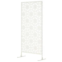Outsunny Panou paravan de protecție decorativ exterior alb cu model din metal, 92 x 45 x 198 cm(m-5)