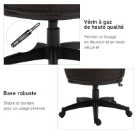 HOMCOM Fotoliu birou ergonomic reglabil cu roți pivotante 360°, tapițerie PU ciocolată, 64x73x106-115,5 cm(m-4)