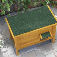 PawHut Casa pentru pisici, căsuță de exterior din lemn ridicată cu acoperiș deschis izolată 85 x 50 x 68,5 cm, natural verde(m-3)