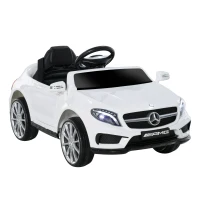 HOMCOM Voiture électrique Mercedes Benz GLA pour enfant de 3 ans avec télécommande, MP3 USB, lumières et sons, ouverture de portes, charge maxi 30 kg, dimensions 100 x 58 x 46 cm blanc(m-11)