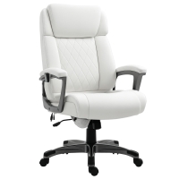 Vinsetto Massage-Bürostuhl 6-Punkt-Massage-Drehstuhl ergonomischer Stuhl Einstellbare aus Kunstleder mit gewölbter Kopfstütze und Armlehne Weiß 70 x 76,5 x 114-124 cm