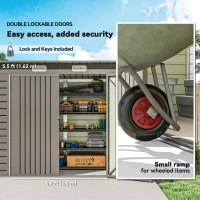 Outsunny 3.7 x 7.9ft Galvanised Steel Shed, with Latched Door and Padlock - Light Grey(m-6)