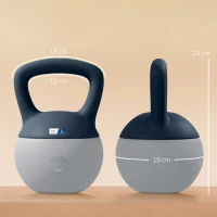 Kettlebell 6kg - Collaboration Aosom.fr x FFHandball - haltère avec poignée antidérapante, gris et bleu(m-3)