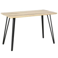 HOMCOM Table à manger design industriel grand plateau dim. 120L x 60l x 75H cm pieds métal noir en épingles MDF aspect chêne clair(m-11)