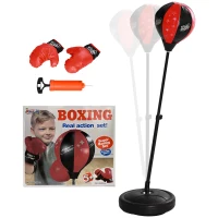 AIYAPLAY Saco de Boxeo para Niños de +5 Años con Guantes de Boxeo Altura Ajustable de 68-102 cm y Base Rellenable Rojo(m-1)