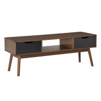 HOMCOM Mueble de TV Mesa de Salón para Televisión de 50 Pulgadas con 2 Cajones y Compartimento Abierto Estilo Moderno 122x39x46 cm Marrón(m-10)