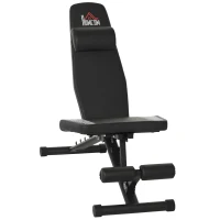 HOMCOM Banco de Pesas Plegable Banco de Musculación Ajustable con Respaldo Inclinable en 6 Posiciones y Reposacabezas para Entrenamiento Cuerpo Completo Gimnasio Carga 120 kg Negro(m-10)