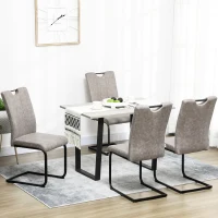 HOMCOM Set de 4 scaune de sufragerie cu acoperire din microfibră, picioare sanie din oțel și mânere 43 x 58,5 x 96,5 cm gri(m-2)