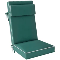 Outsunny Sitzkissen 120 x 47 x 9,5 cm wasserabweisend Stuhlkissen mit Bändern, Kopfstütze, UPF50+ Grün(m-10)