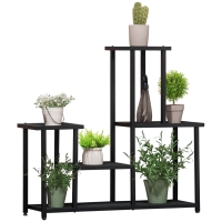 Outsunny Suport pentru plante cu 4 niveluri pentru interior și exterior raft pentru plante din metal pentru grădină, terasă, balcon, negru