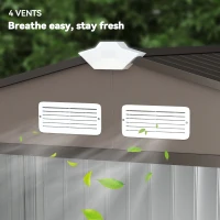 Outsunny Abrigo de Jardim 213x130x185 cm Abrigo de Jardim Metálico de Exterior com 2 Portas Deslizantes e 4 Janelas Marrom(m-8)
