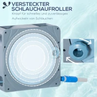 Outsunny Schlauchtrommel 10,2 m Schlauchaufroller Automatik schwenkbar Druckluft Garten Druckluftschlauch Kunststoff Grau(m-5)
