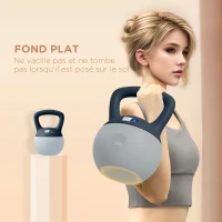 Kettlebell 6kg - Collaboration Aosom.fr x FFHandball - haltère avec poignée antidérapante, gris et bleu(m-6)