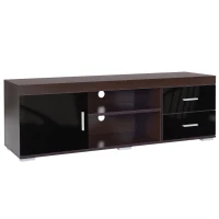 HOMCOM Mueble para TV Mesa para TV de Salón con Armario Cajones Estantes Abiertos Ajustable de 3 Niveles Soporte de Televisor Diseño Clásico Carga 80 kg 140x40x45 cm Café(m-10)