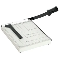 HOMCOM Papierschneidemaschine Hebelschneider Papierschneider Schere für Papier und Fotos Manuell höchste Präzision Papierschneider bis DIN A4 Metall Weiß 48 x 26,5 x 5cm(m-1)