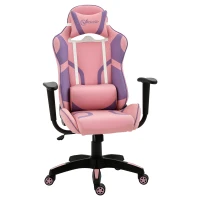 Vinsetto Ergonomischer Gaming Stuhl Bürostuhl Drehstuhl Verstellbares Massage Lendenkissen Höhenverstellbar Rosa&Violett 69x56x125,5 cm(m-1)