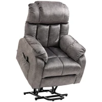 HOMCOM Sillón Levanta Personas Eléctrico con Reclinación hasta 135° Mando a Distancia Reposapiés y 2 Bolsillos Gris(m-1)