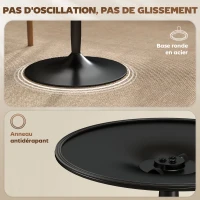 HOMCOM Table à manger ronde 70 cm pour 2 personnes avec plateau en placage de bois massif et piétement en acier marron(m-6)
