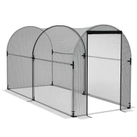 Outsunny Serra per Piante con Rete a Tunnel, con Porta a Cerniera, 1.2x3x1.5m, Nero(m-1)