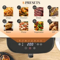 HOMCOM Friteuză cu Aer de 8L 1700W cu 8 Programe și Display LED Negru(m-5)