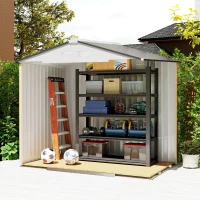 Outsunny Abrigo de Jardim 213x130x185cm Abrigo de Jardim Metálico de Exterior com 2 Portas Deslizantes e 4 Janelas Branco e Cinza(m-9)