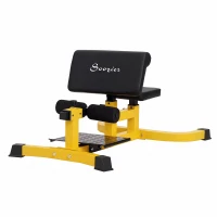 HOMCOM Squat Machine Multifunzione 3 in 1 Regolabile Sit Up Push Up per il Fitness, Fianchi e Gambe Acciaio, PVC, EVA 71 x 108 x 46-58 cm Nero e Giallo(m-1)