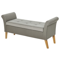HOMCOM Banc Banquette Design Contemporain Accoudoirs Courbés Fonction de Rangement 2 en 1 136,5 x 45lx 62 cm Gris