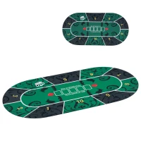 SPORTNOW Tapis de poker dessus de table de poker jusqu'à 10 joueurs sac de transport inclus 180 x 90 x 0,5 cm vert et noir(m-11)