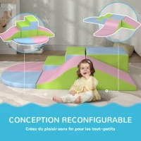 HOMCOM Module motricité bébé 6PCS parcours motricité bébé en mousse EPE pour enfants d'âge préscolaire, multicolore(m-6)