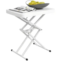 Outsunny Gartentisch, Tragbarer Tisch für den Außenbereich aus Kunststoff und Metall, Bistrotisch, für Terrasse, Garten, Weiß(m-10)