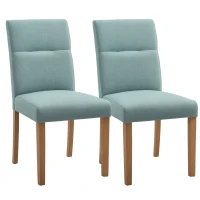HOMCOM 2er-Set Esszimmerstühle Essstühle mit gepolstertem Sitz Stuhl Polsterstuhl Küchenstuhl Leinen-Polyester-Gewebe Schaumstoff Gummiholz Grün 50 x 62 x 96 cm(m-1)