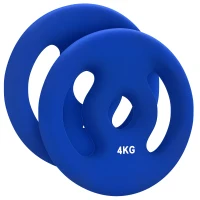 SPORTNOW 2 x 4 kg Gewichtsplatten mit praktischen Handgriffen, Gewichts-Set für Home-Gym, Fitnessstudio, Stärke-Training, Blau(m-10)