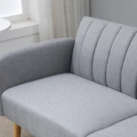 HOMCOM Canapea Extensibilă 2 Locuri Design scandinav Spătar reglabil 3 Poziții Picioare Lemn Țesătură Aspect Lin Gri(m-3)