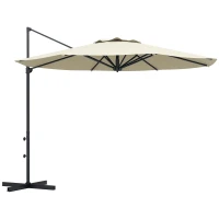 Outsunny Chapéu de Sol Excêntrico Ø294x242 cm Chapéu de Sol com Altura Ajustável Mastro Giratório 360° Ângulo Ajustável Creme(m-10)
