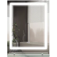 kleankin Oglindă rectangulară de perete luminoasă LED pentru baie 80 x 60 cm(m-5)