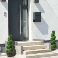 HOMCOM Arbore artificial formați în spirală, set de 2 plante artificiale, cu ghiveci, înălțime 90 cm, Verde(m-2)