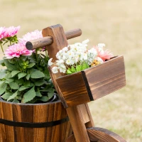 Outsunny Suport de flori triciclu, raft pentru ghivece de flori, jardiniere dim. 52L x 31l x 45H cm, Lemn de brad(m-4)