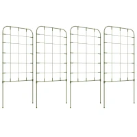 Outsunny Conjunto de 4 Treliças de Jardim Suportes para Plantas Trepadeiras com Estrutura de Aço para Frutas Flores 40x90 cm Verde(m-10)